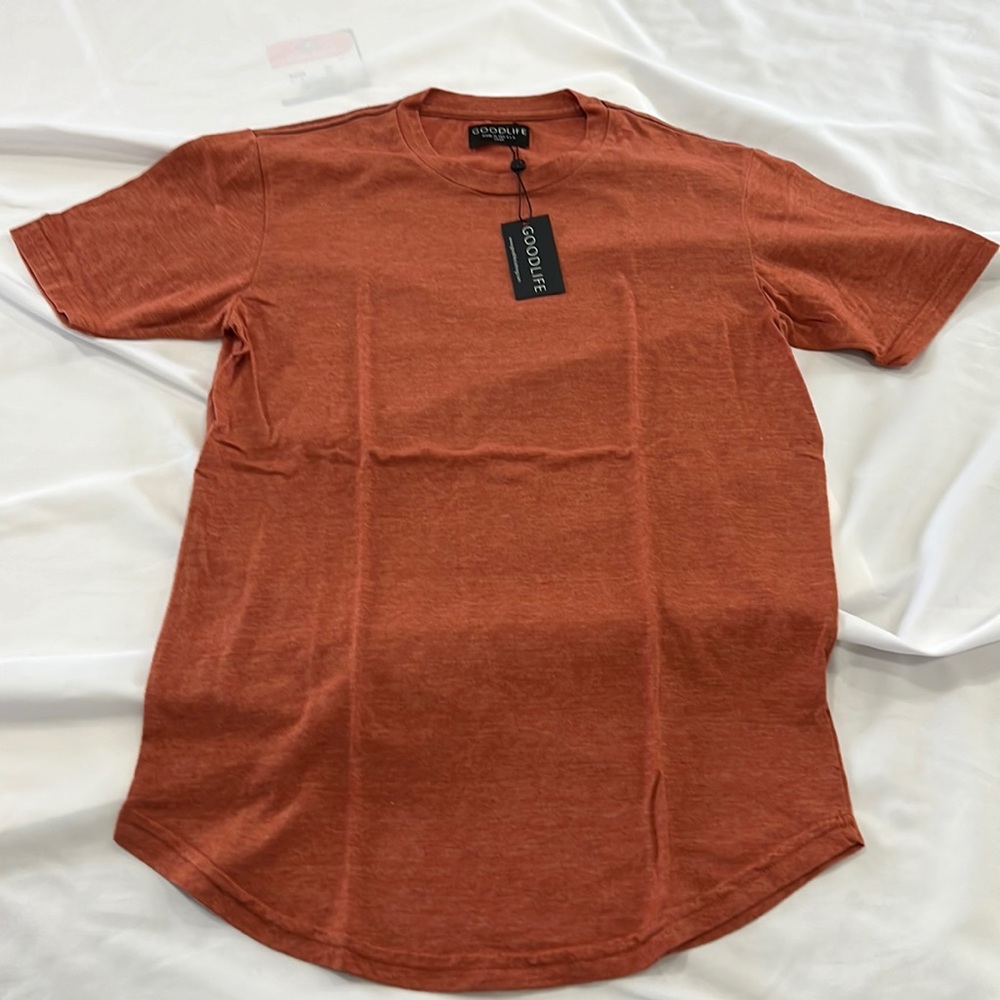 Goodlife, Orange Scallop Crew Short Sleeve Tee, small, NWT